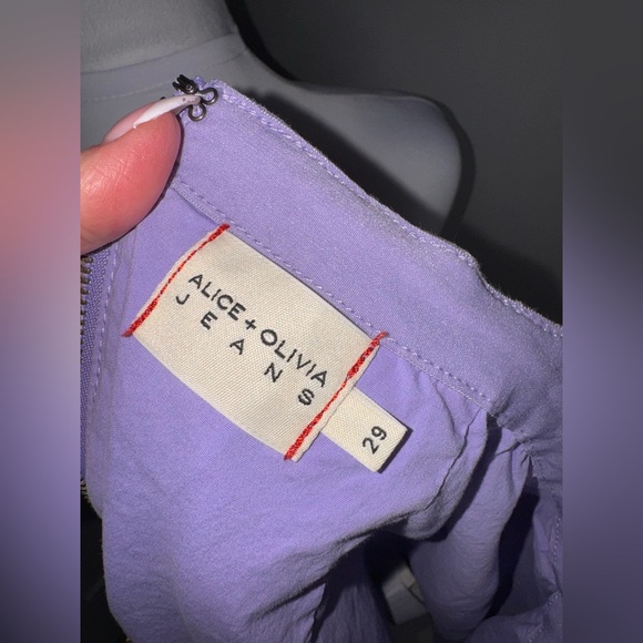 Alice + Olivia Carter Pleated Denim Mini Skirt/Size 29/US 4 - Picture 7 of 10